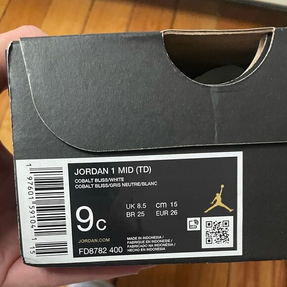 Nike Jordan 1 Mid Cobalt Bliss/White FD8782-400 Toddler Size 9c Medium - Picture 10 of 10